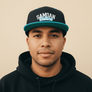 Flat Bill Snapback Hat - Samoan Culture - Blue White Embroidery - AU/NZ/USA - The Koko Samoa