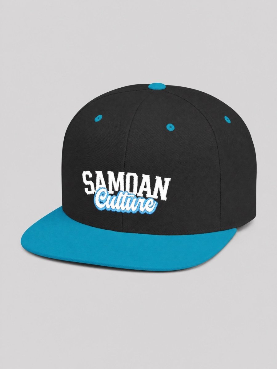 Flat Bill Snapback Hat - Samoan Culture - Blue White Embroidery - AU/NZ/USA - The Koko Samoa