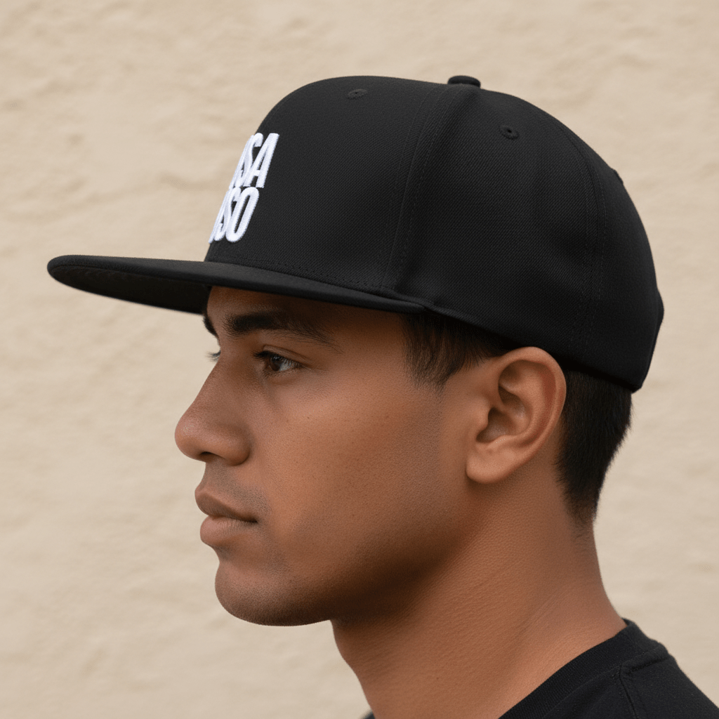 Flat Bill Snapback Hat — USA USO - White Embroidery - AU/NZ/USA - The Koko Samoa
