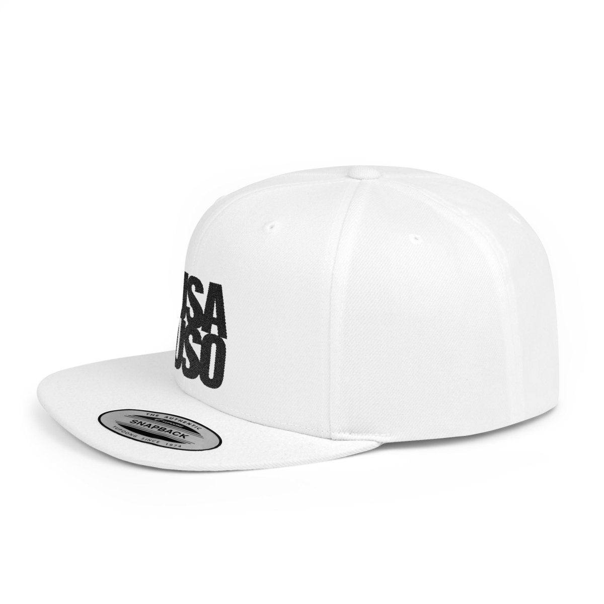Flat Bill Snapback Hat - USAUSO - Black Embroidery - AU/NZ/USA - The Koko Samoa