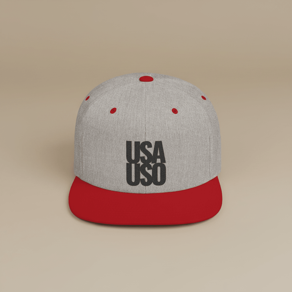 Flat Bill Snapback Hat - USAUSO - Black Embroidery - AU/NZ/USA - The Koko Samoa