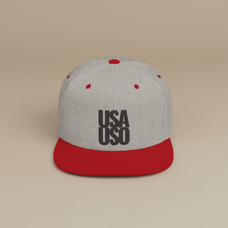 Flat Bill Snapback Hat - USAUSO - Black Embroidery - AU/NZ/USA