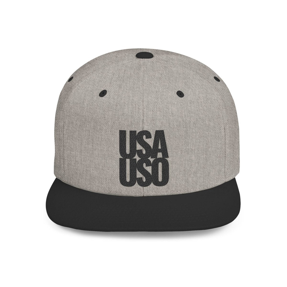 Flat Bill Snapback Hat - USAUSO - Black Embroidery - AU/NZ/USA
