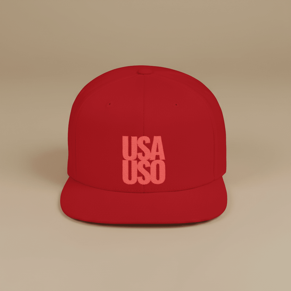 Flat Bill Snapback Hat - USAUSO - Red Embroidery - AU/NZ/USA - The Koko Samoa