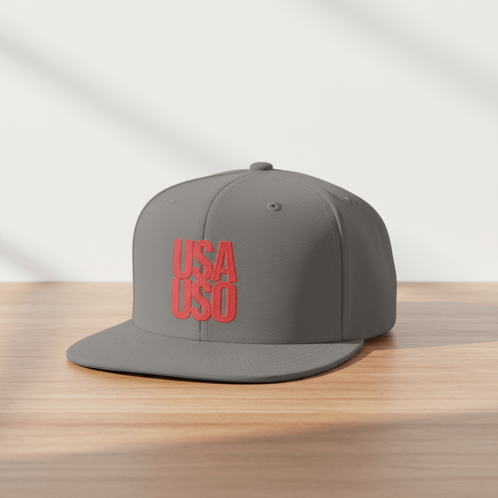 Flat Bill Snapback Hat - USAUSO - Red Embroidery - AU/NZ/USA - The Koko Samoa
