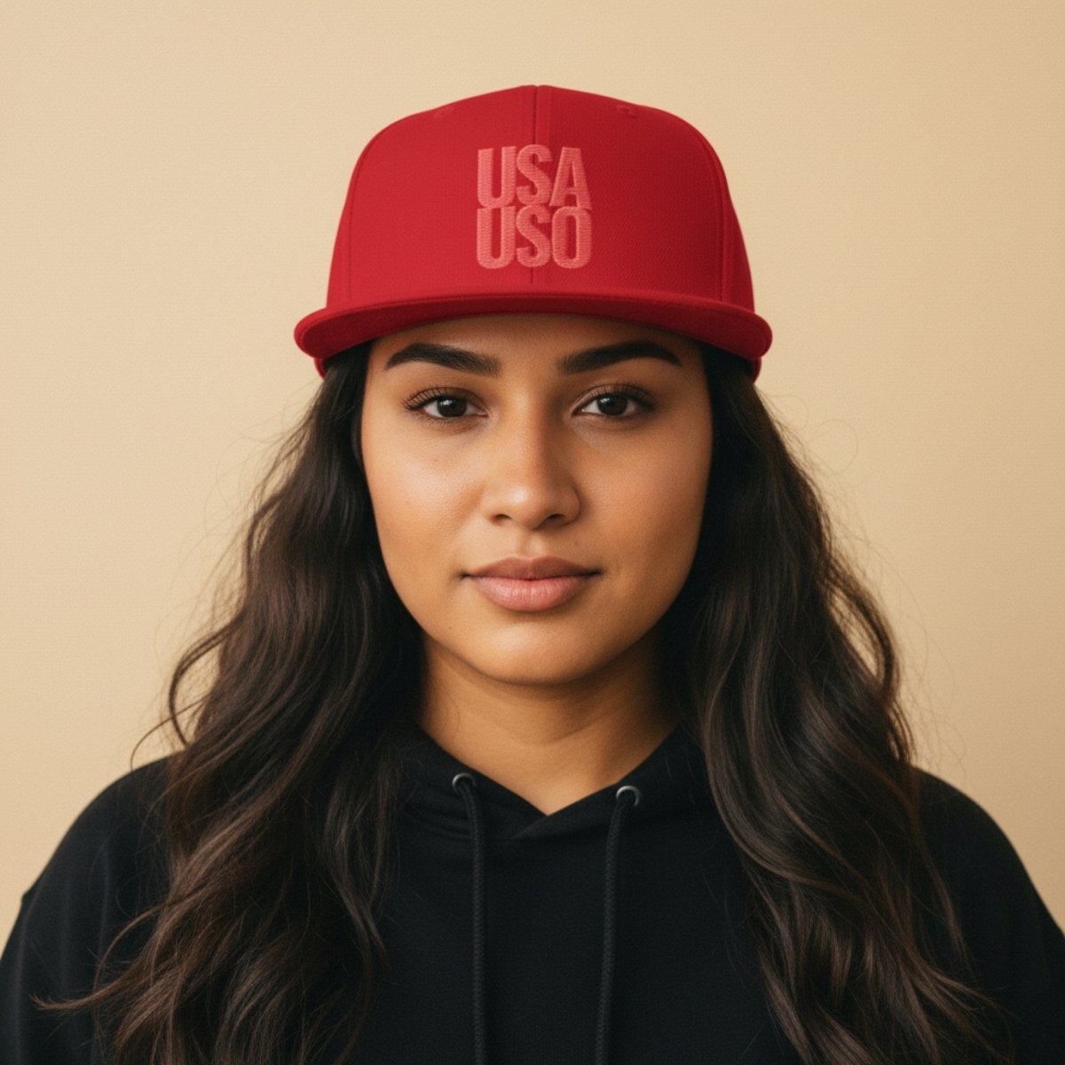 Flat Bill Snapback Hat - USAUSO - Red Embroidery - AU/NZ/USA - The Koko Samoa