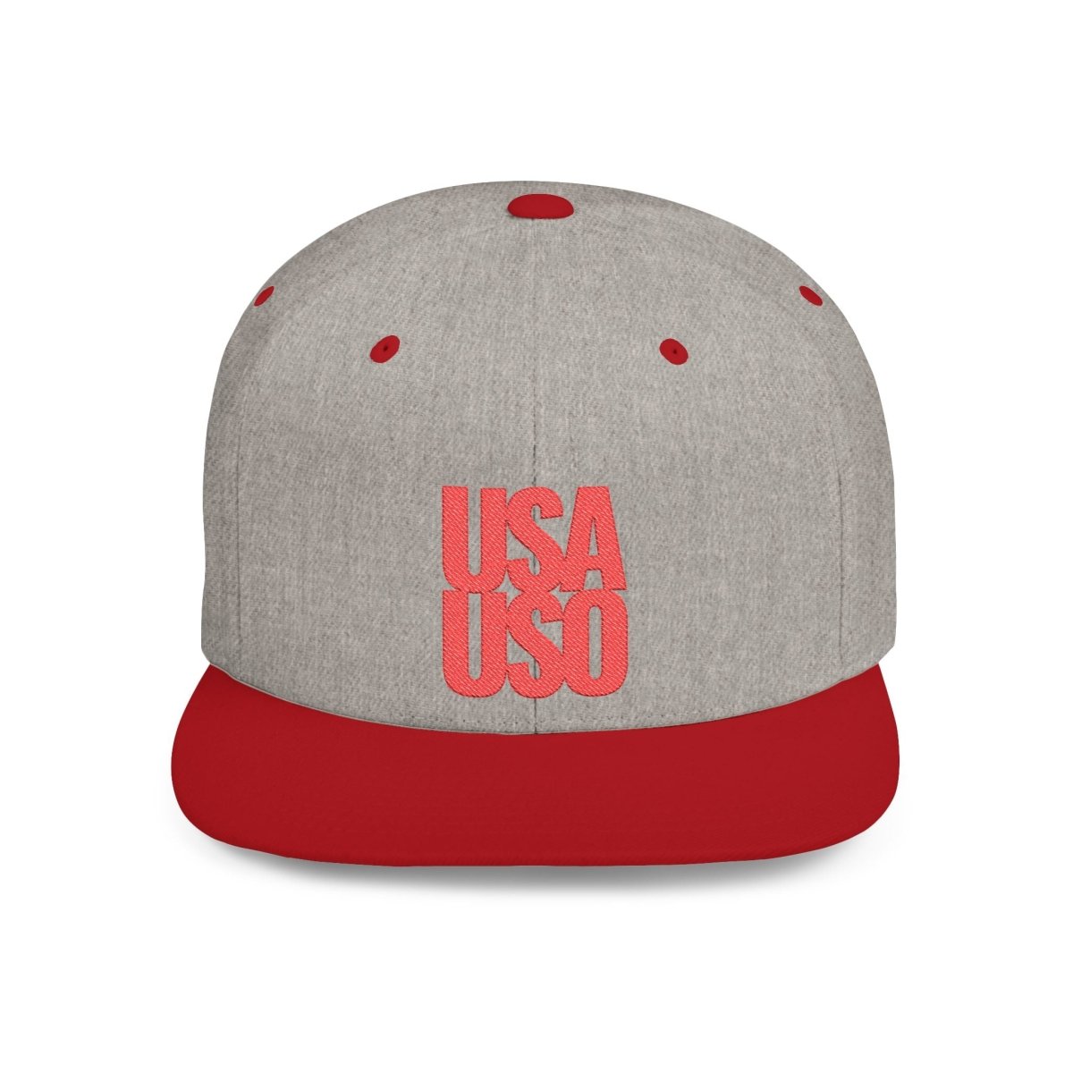 Flat Bill Snapback Hat - USAUSO - Red Embroidery - AU/NZ/USA - The Koko Samoa