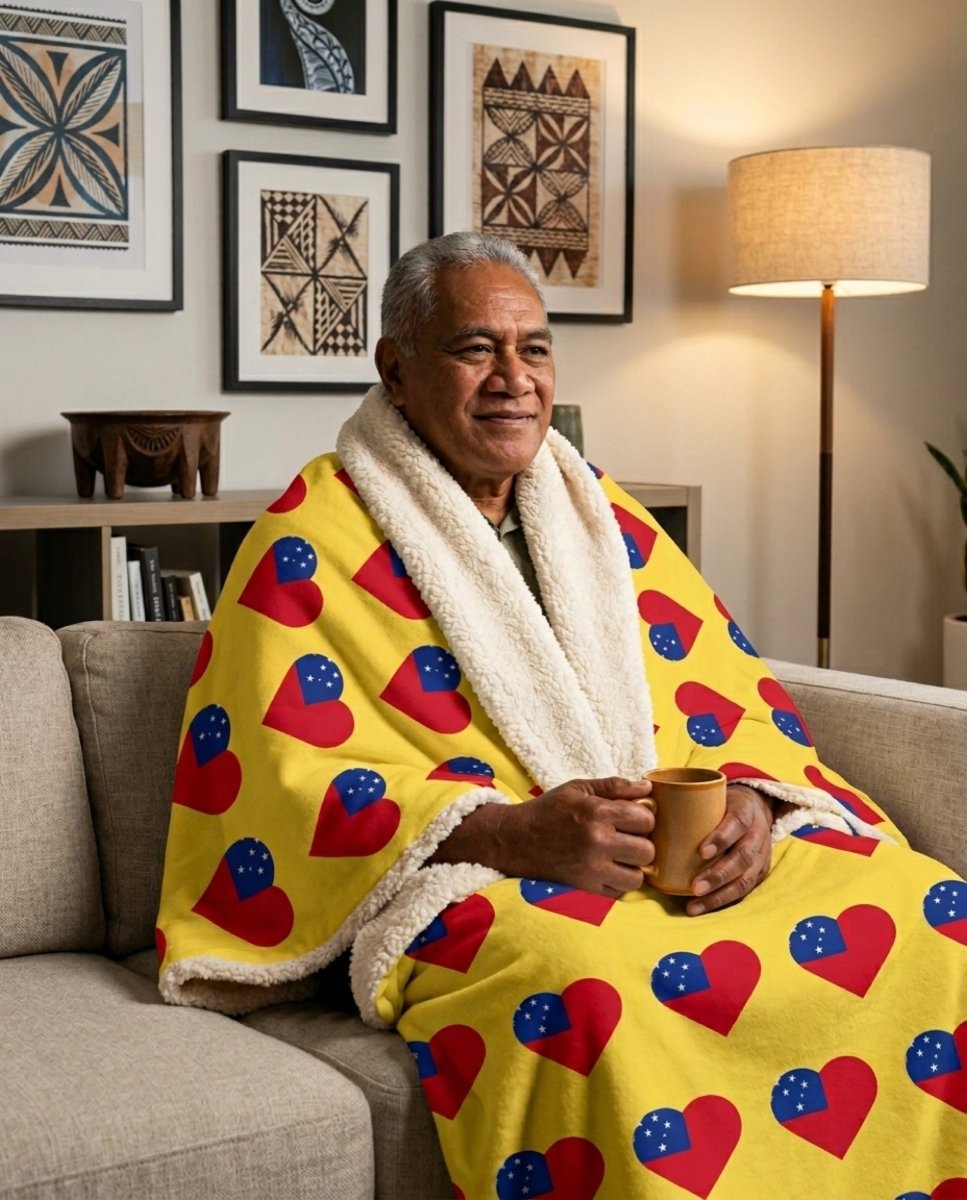 Fleece Sherpa Blanket - Samoan Flag - AU/NZ/USA - The Koko Samoa