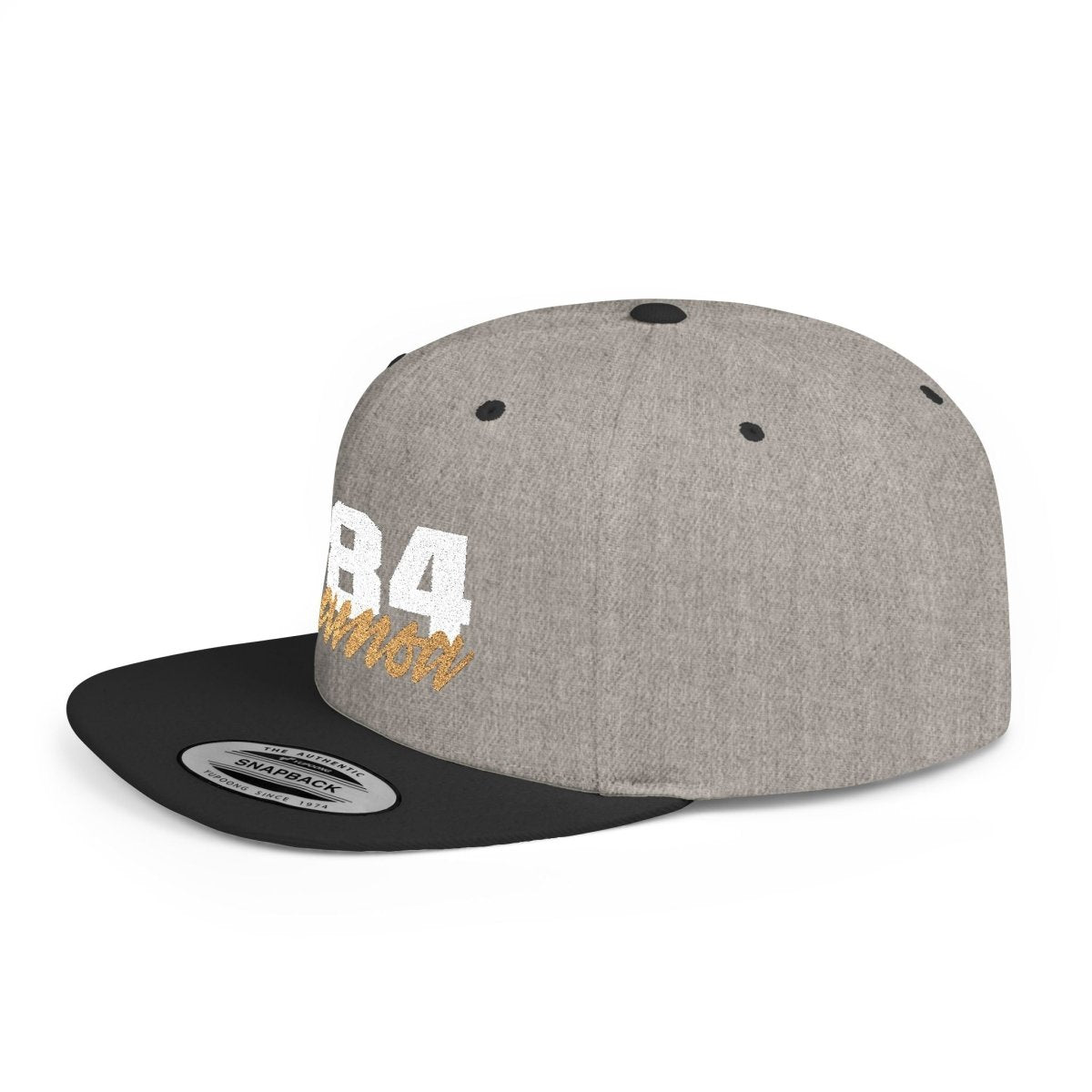 Fulfill Engine flat bill snapback hat with white and gold Samoa embroidery, one size, black adjustable baseball cap.