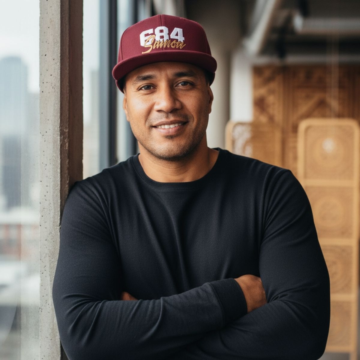 Fulfill Engine Samoa flat bill snapback hat in black with white and gold embroidery, one size fits all, AU/NZ/USA style.