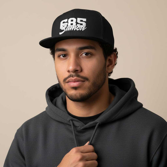 Flat Bill Snapback Hat - 685Samoa - Black Embroidery - AU/NZ/USA - The Koko Samoa