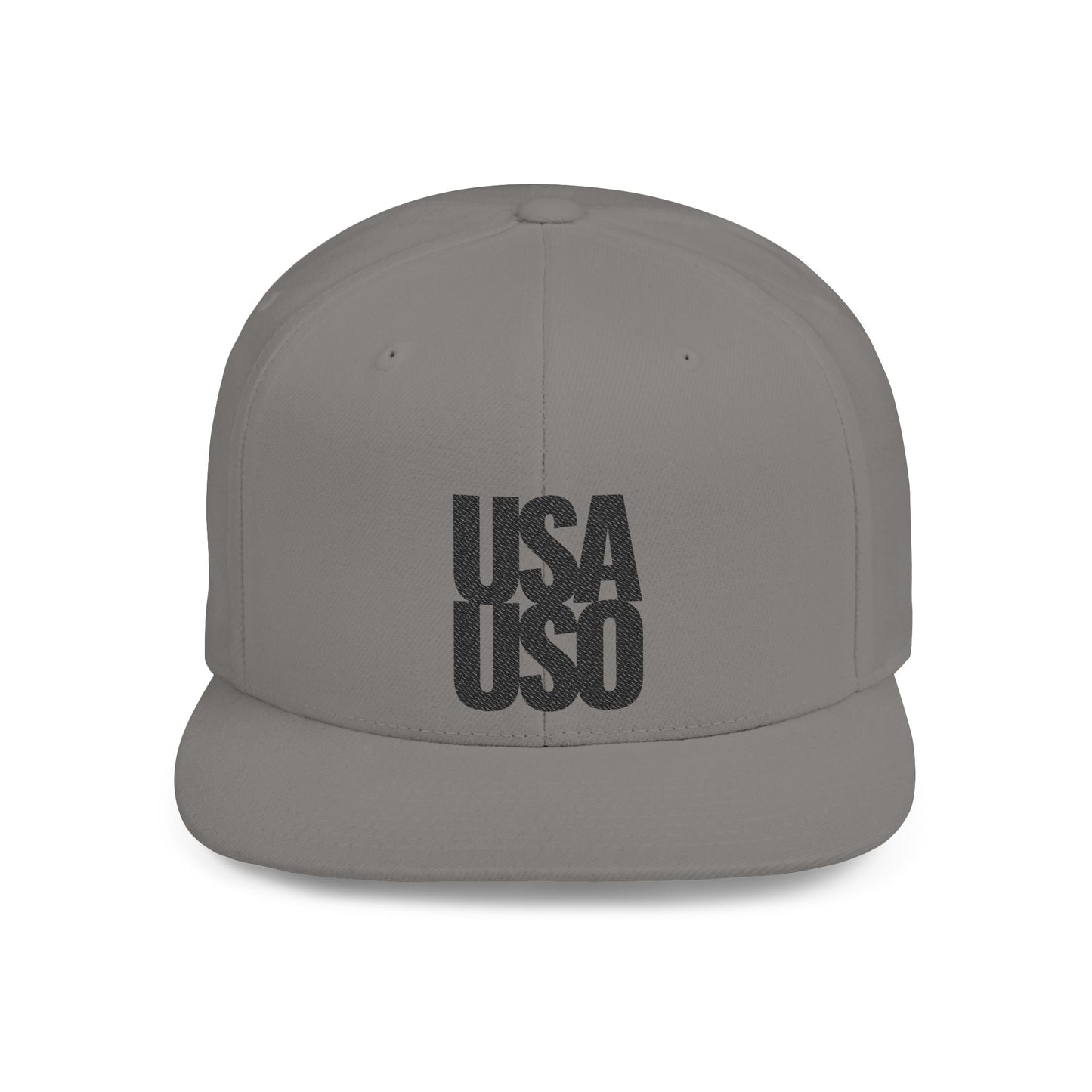 Flat Bill Snapback Hat - USA USO - Black - The Koko Samoa