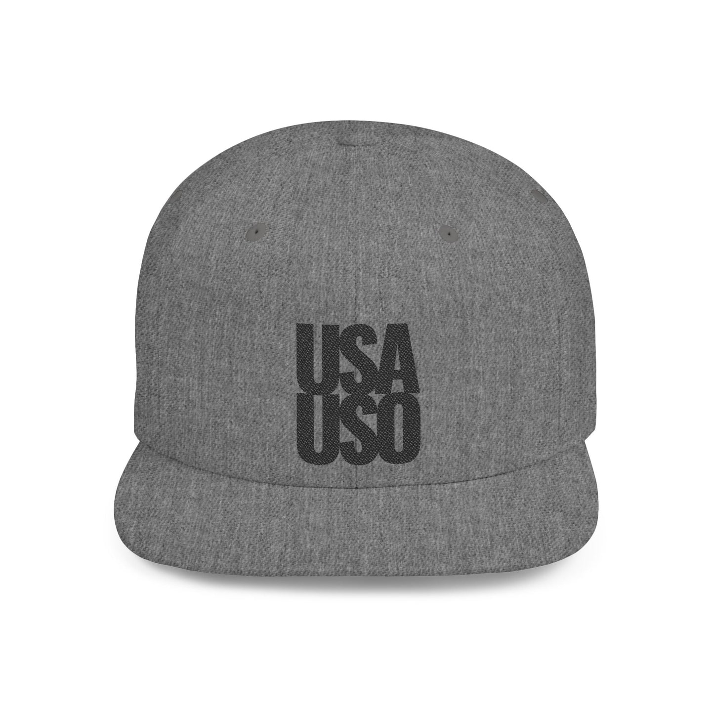 Flat Bill Snapback Hat - USA USO - Black - The Koko Samoa