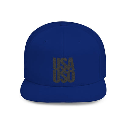 Flat Bill Snapback Hat - USA USO - Black - The Koko Samoa