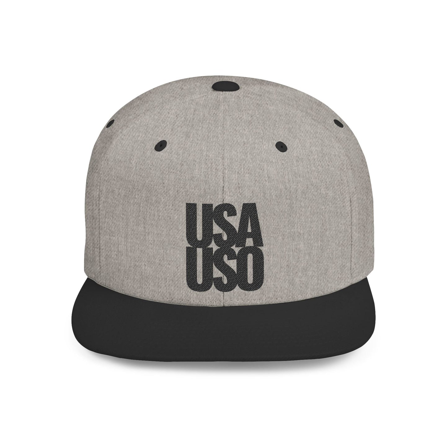 Flat Bill Snapback Hat - USA USO - Black - The Koko Samoa