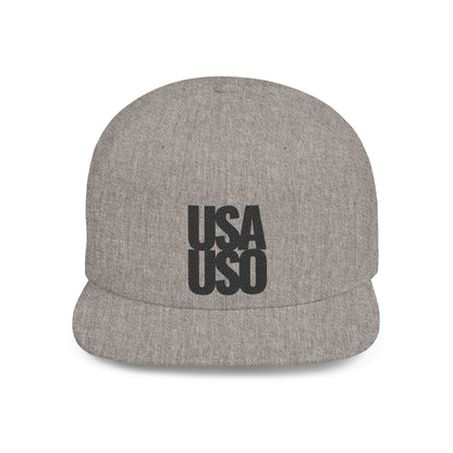 Flat Bill Snapback Hat - USA USO - Black - The Koko Samoa