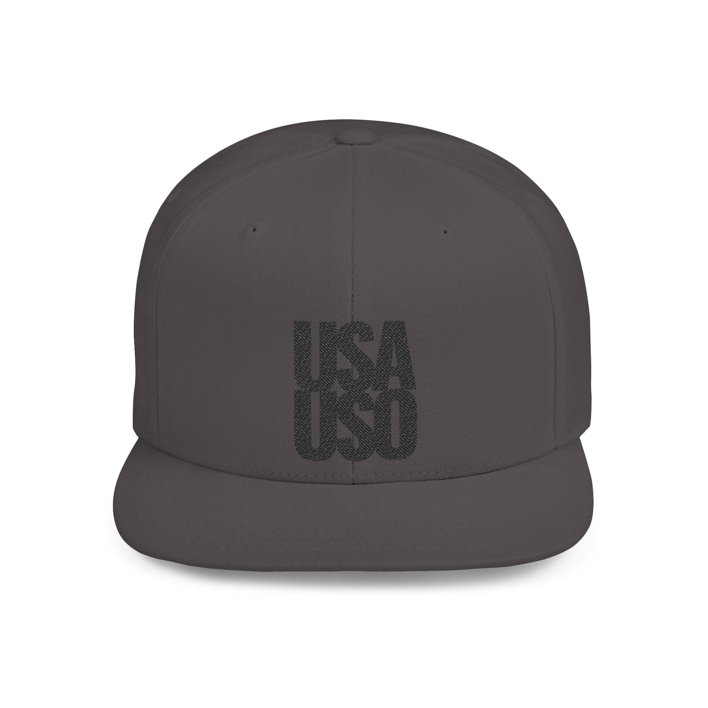 Flat Bill Snapback Hat - USA USO - Black - The Koko Samoa