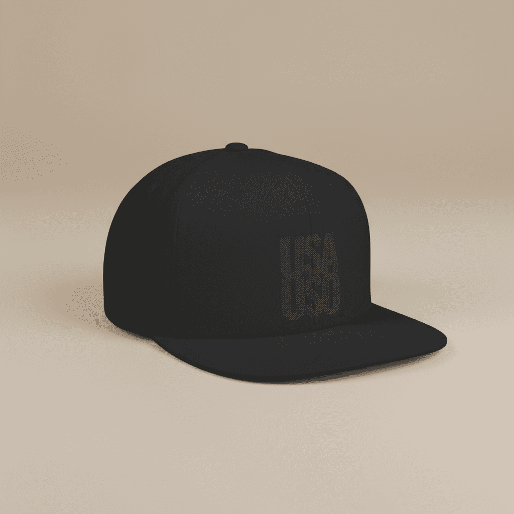 Flat Bill Snapback Hat — USA USO - Black Embroidery - AU/NZ/USA - The Koko Samoa