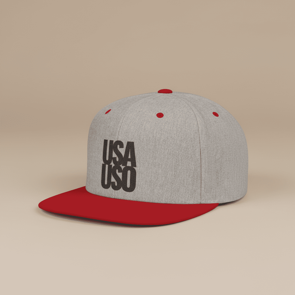 Flat Bill Snapback Hat — USA USO - Black Embroidery - AU/NZ/USA - The Koko Samoa