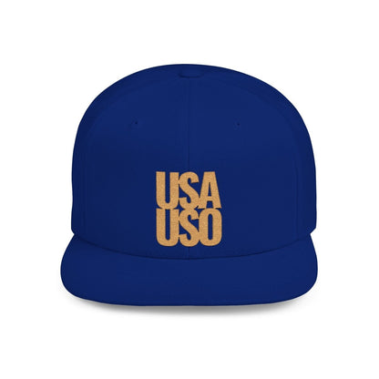 Flat Bill Snapback Hat — USA USO - Gold Embroidery - AU/NZ/USA - The Koko Samoa