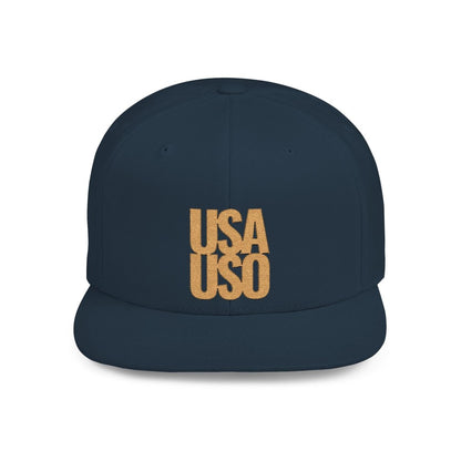 Flat Bill Snapback Hat — USA USO - Gold Embroidery - AU/NZ/USA - The Koko Samoa
