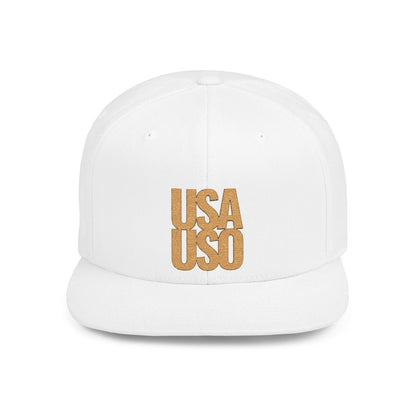 Flat Bill Snapback Hat — USA USO - Gold Embroidery - AU/NZ/USA - The Koko Samoa
