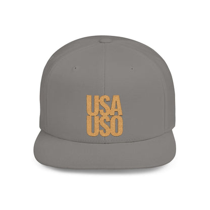 Flat Bill Snapback Hat — USA USO - Gold Embroidery - AU/NZ/USA - The Koko Samoa