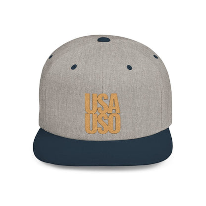 Flat Bill Snapback Hat — USA USO - Gold Embroidery - AU/NZ/USA - The Koko Samoa