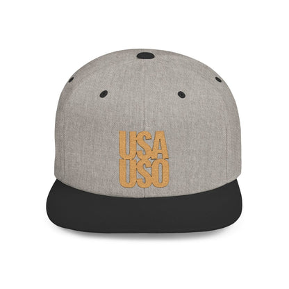 Flat Bill Snapback Hat — USA USO - Gold Embroidery - AU/NZ/USA - The Koko Samoa