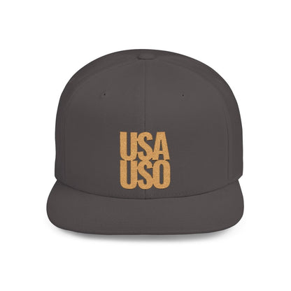 Flat Bill Snapback Hat — USA USO - Gold Embroidery - AU/NZ/USA - The Koko Samoa