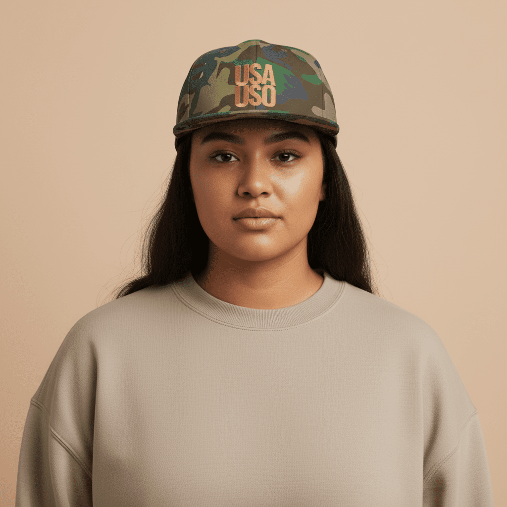 Flat Bill Snapback Hat — USA USO - Gold Embroidery - AU/NZ/USA - The Koko Samoa