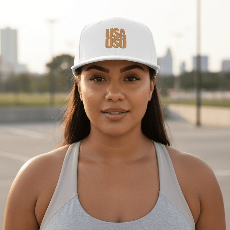 Flat Bill Snapback Hat — USA USO - Gold Embroidery - AU/NZ/USA - The Koko Samoa