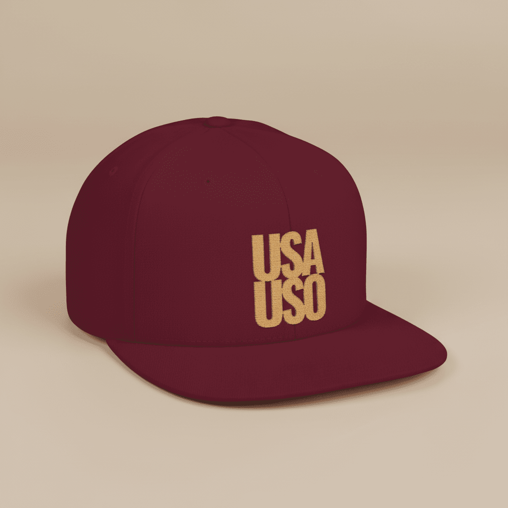 Flat Bill Snapback Hat — USA USO - Gold Embroidery - AU/NZ/USA - The Koko Samoa