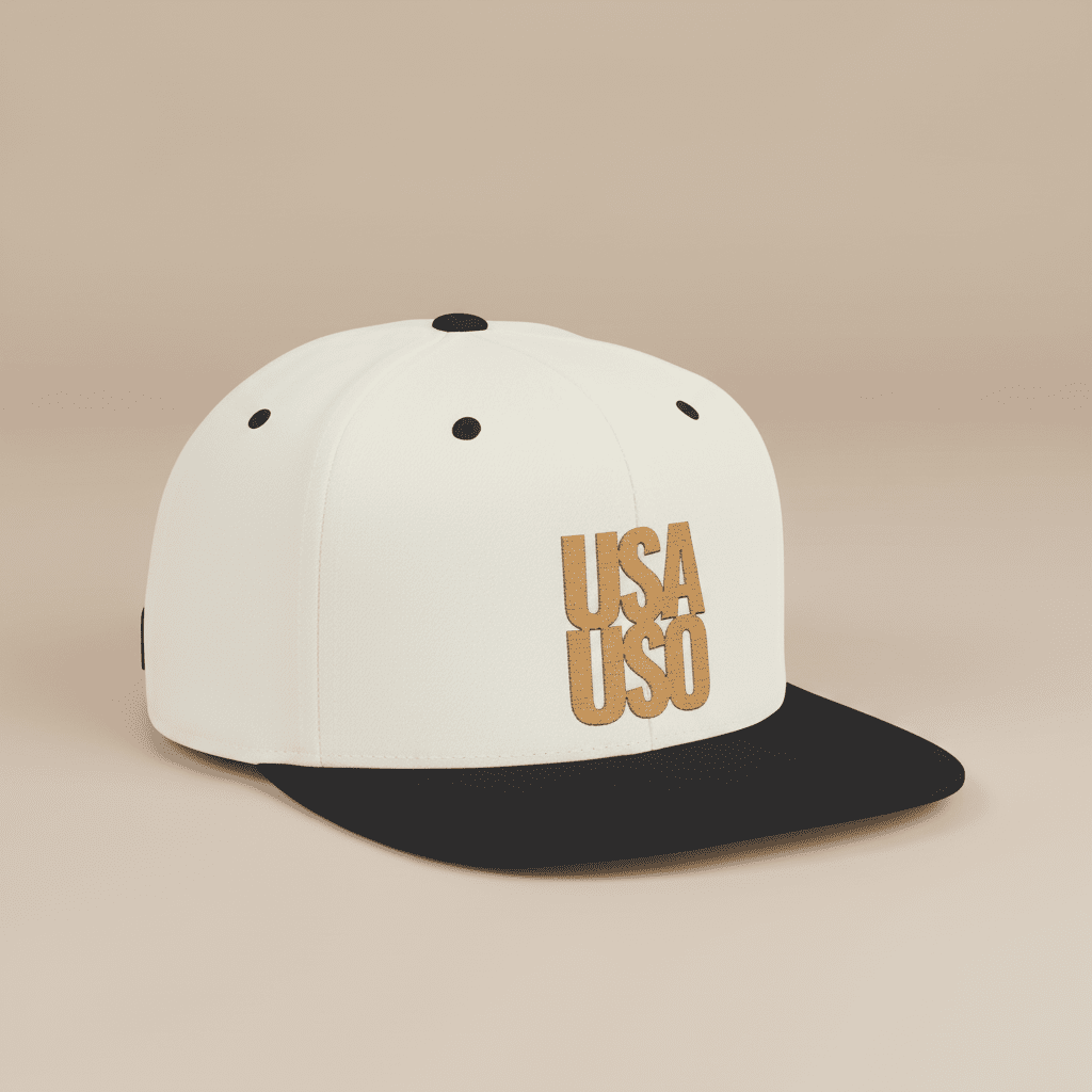 Flat Bill Snapback Hat — USA USO - Gold Embroidery - AU/NZ/USA - The Koko Samoa