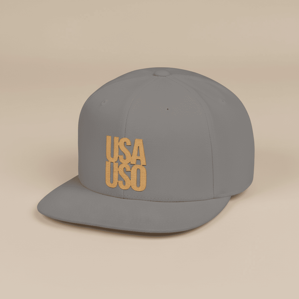 Flat Bill Snapback Hat — USA USO - Gold Embroidery - AU/NZ/USA - The Koko Samoa