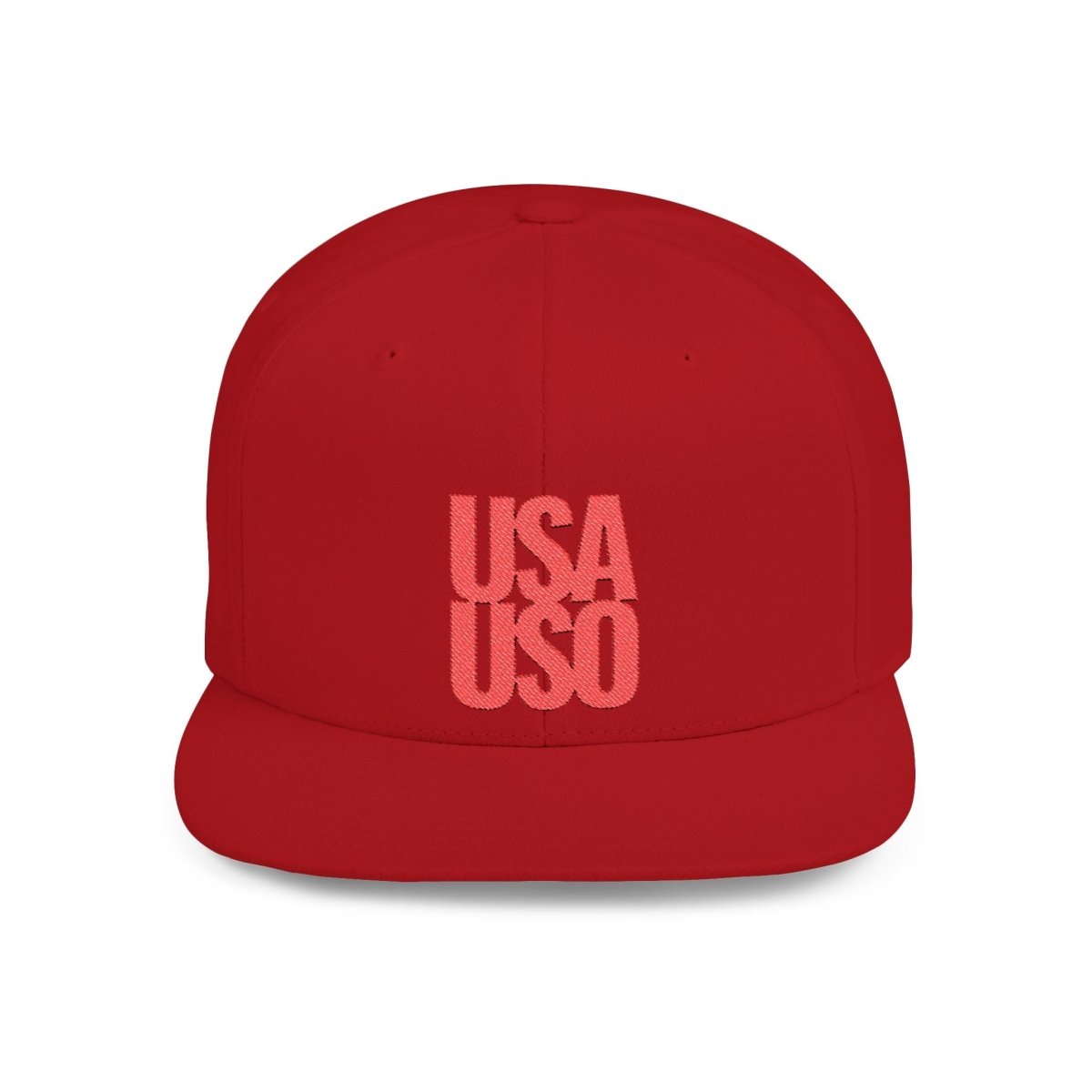 Flat Bill Snapback Hat — USA USO - Red Embroidery - AU/NZ/USA - The Koko Samoa