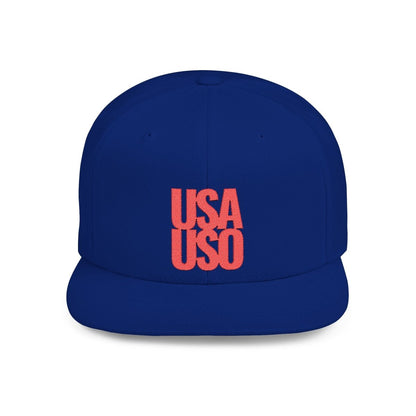 Flat Bill Snapback Hat — USA USO - Red Embroidery - AU/NZ/USA - The Koko Samoa