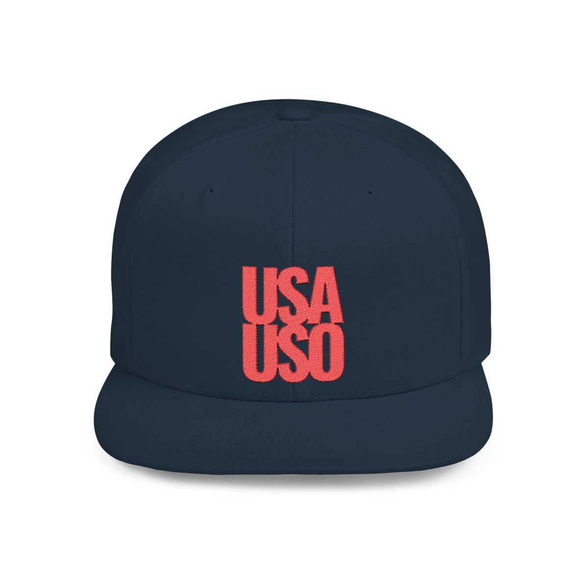 Flat Bill Snapback Hat — USA USO - Red Embroidery - AU/NZ/USA - The Koko Samoa