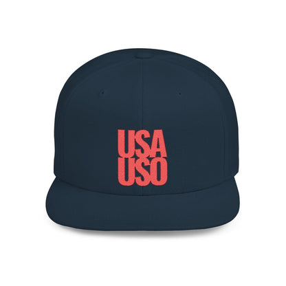 Flat Bill Snapback Hat — USA USO - Red Embroidery - AU/NZ/USA - The Koko Samoa