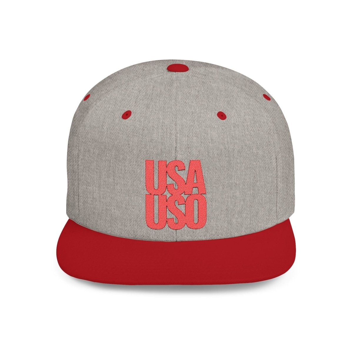 Flat Bill Snapback Hat — USA USO - Red Embroidery - AU/NZ/USA - The Koko Samoa