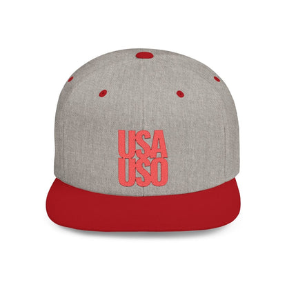 Flat Bill Snapback Hat — USA USO - Red Embroidery - AU/NZ/USA - The Koko Samoa