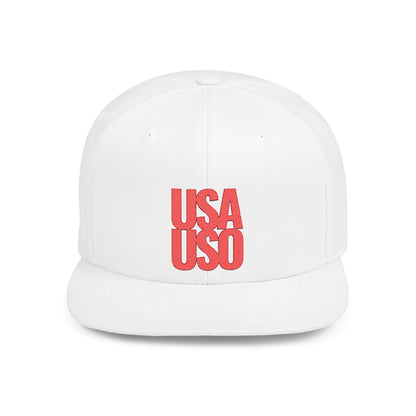 Flat Bill Snapback Hat - USA USO - Red Embroidery - AU/NZ/USA - The Koko Samoa