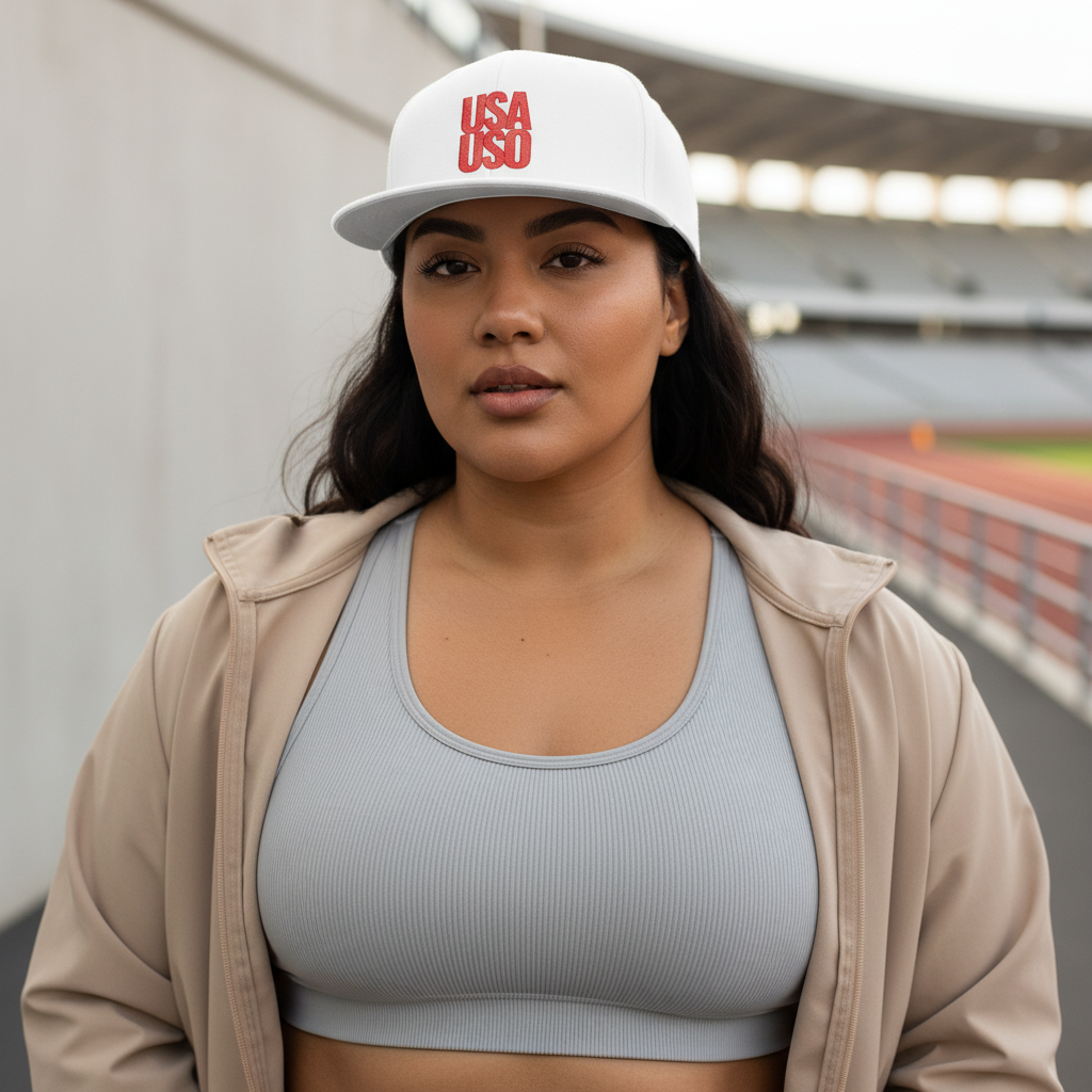 Flat Bill Snapback Hat - USAUSO - Red Embroidery - AU/NZ/USA