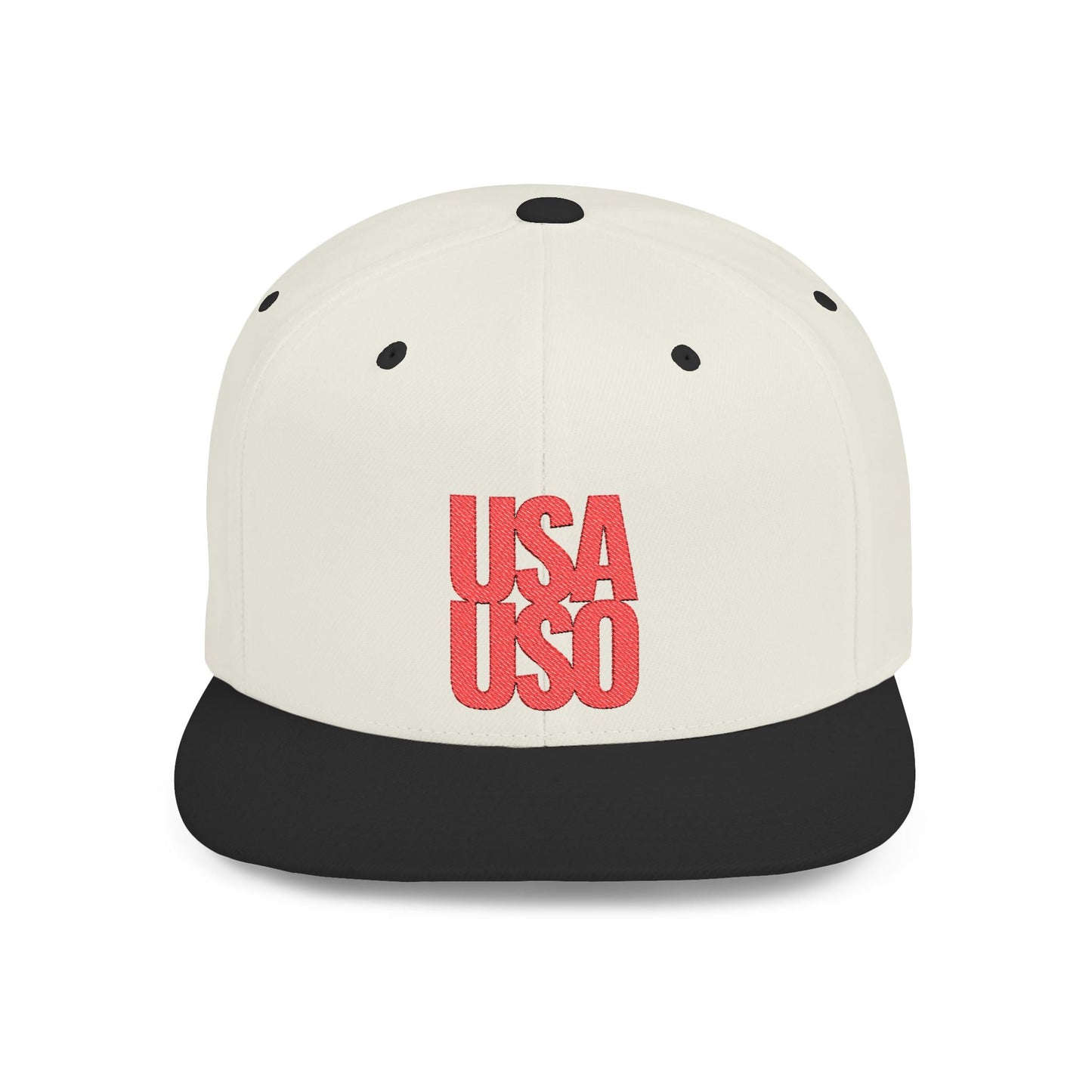 Flat Bill Snapback Hat - USA USO - Red Embroidery - AU/NZ/USA - The Koko Samoa