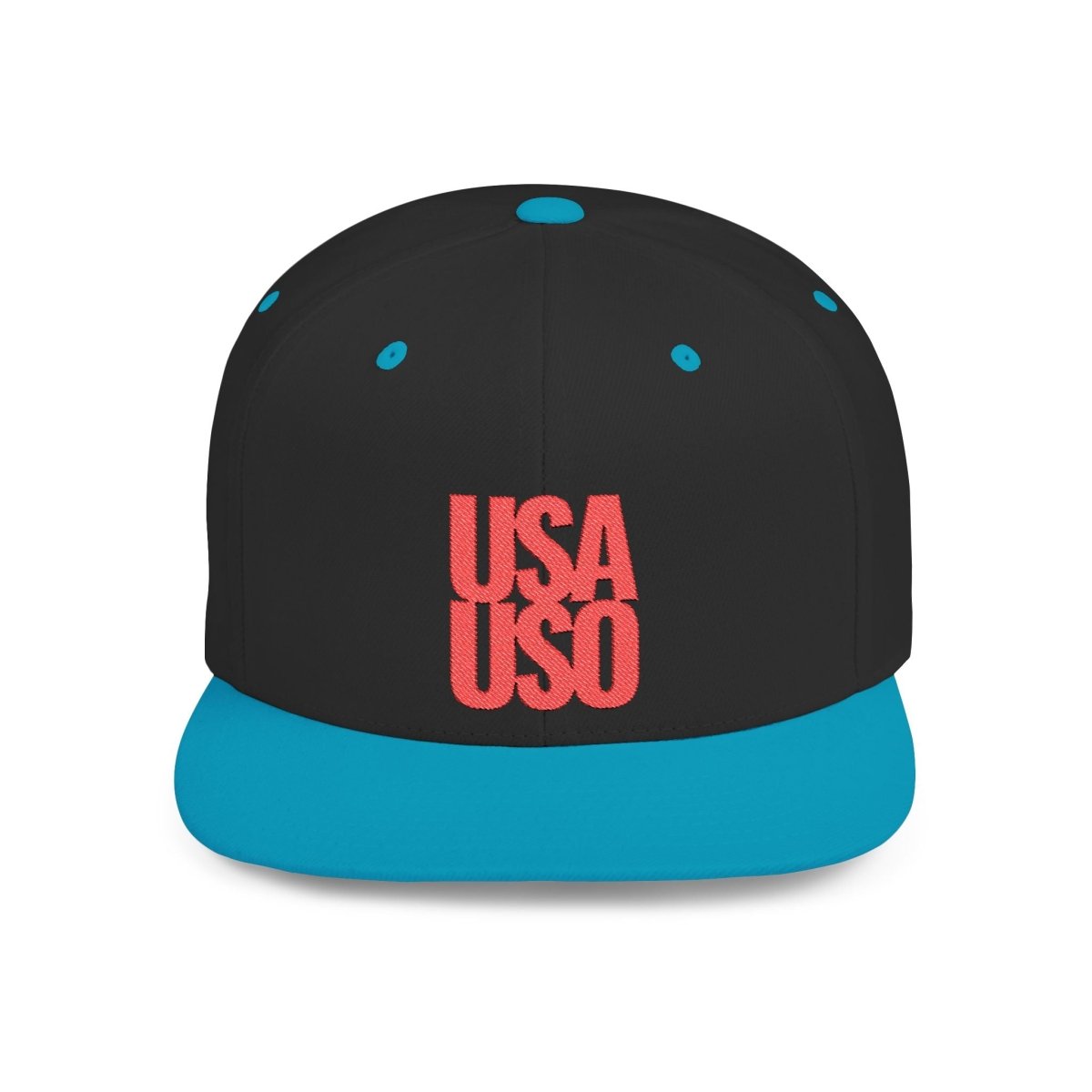 Flat Bill Snapback Hat — USA USO - Red Embroidery - AU/NZ/USA - The Koko Samoa