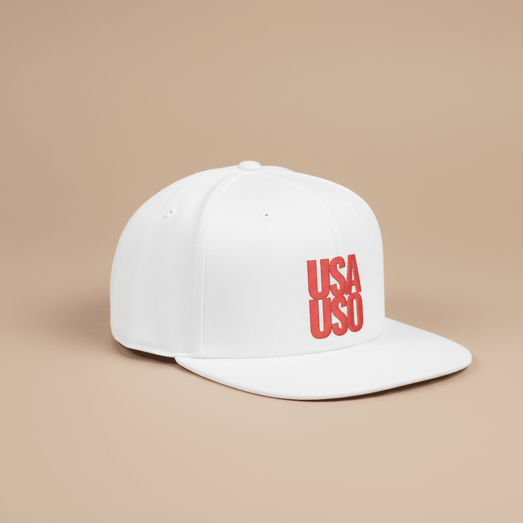 Flat Bill Snapback Hat — USA USO - Red Embroidery - AU/NZ/USA - The Koko Samoa