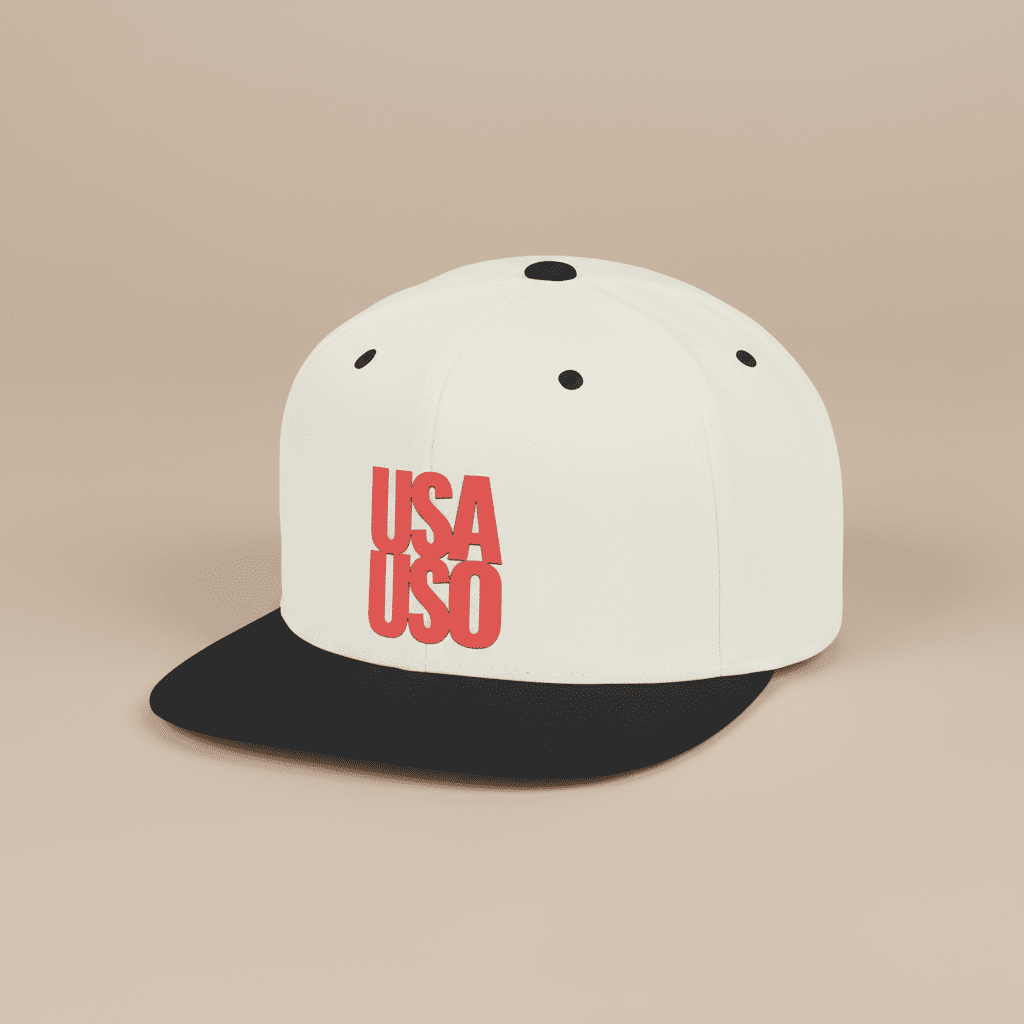 Flat Bill Snapback Hat — USA USO - Red Embroidery - AU/NZ/USA - The Koko Samoa