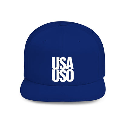 Flat Bill Snapback Hat - USA USO - White - The Koko Samoa