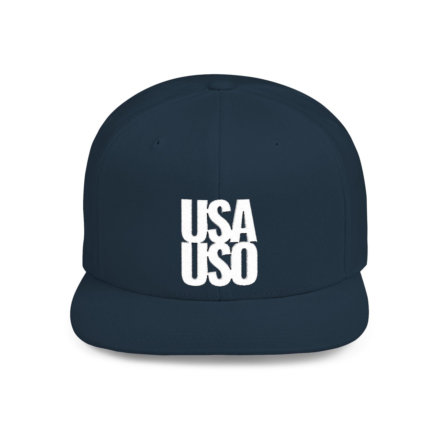 Flat Bill Snapback Hat - USA USO - White - The Koko Samoa