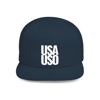 Flat Bill Snapback Hat - USA USO - White - The Koko Samoa
